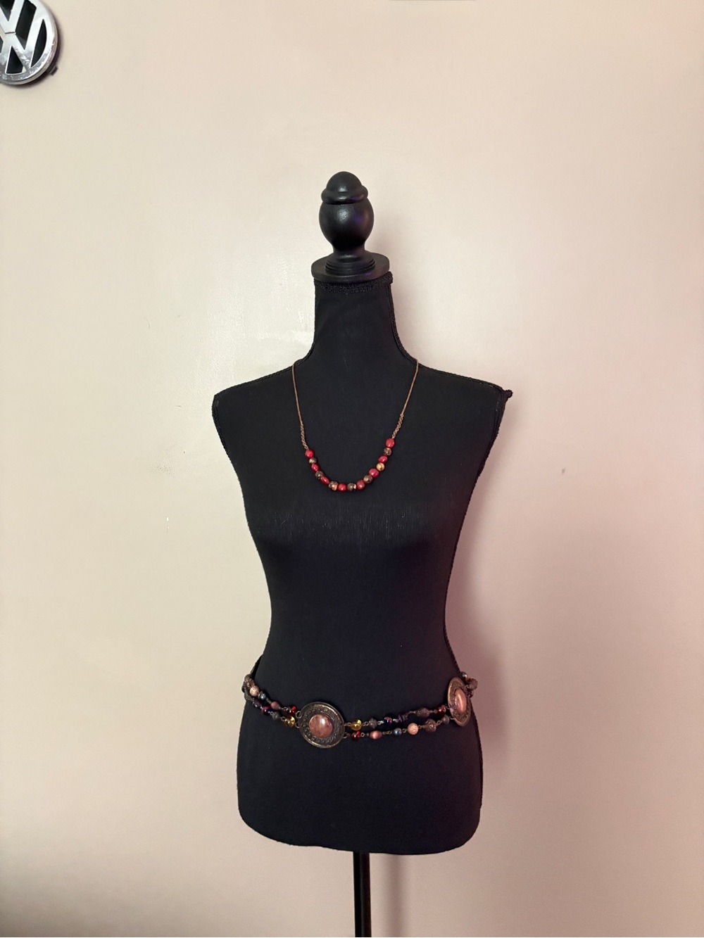Vintage 90s The Limited medallion adjustable beaded chain belt  bronze boho EUC - Picture 5 of 15